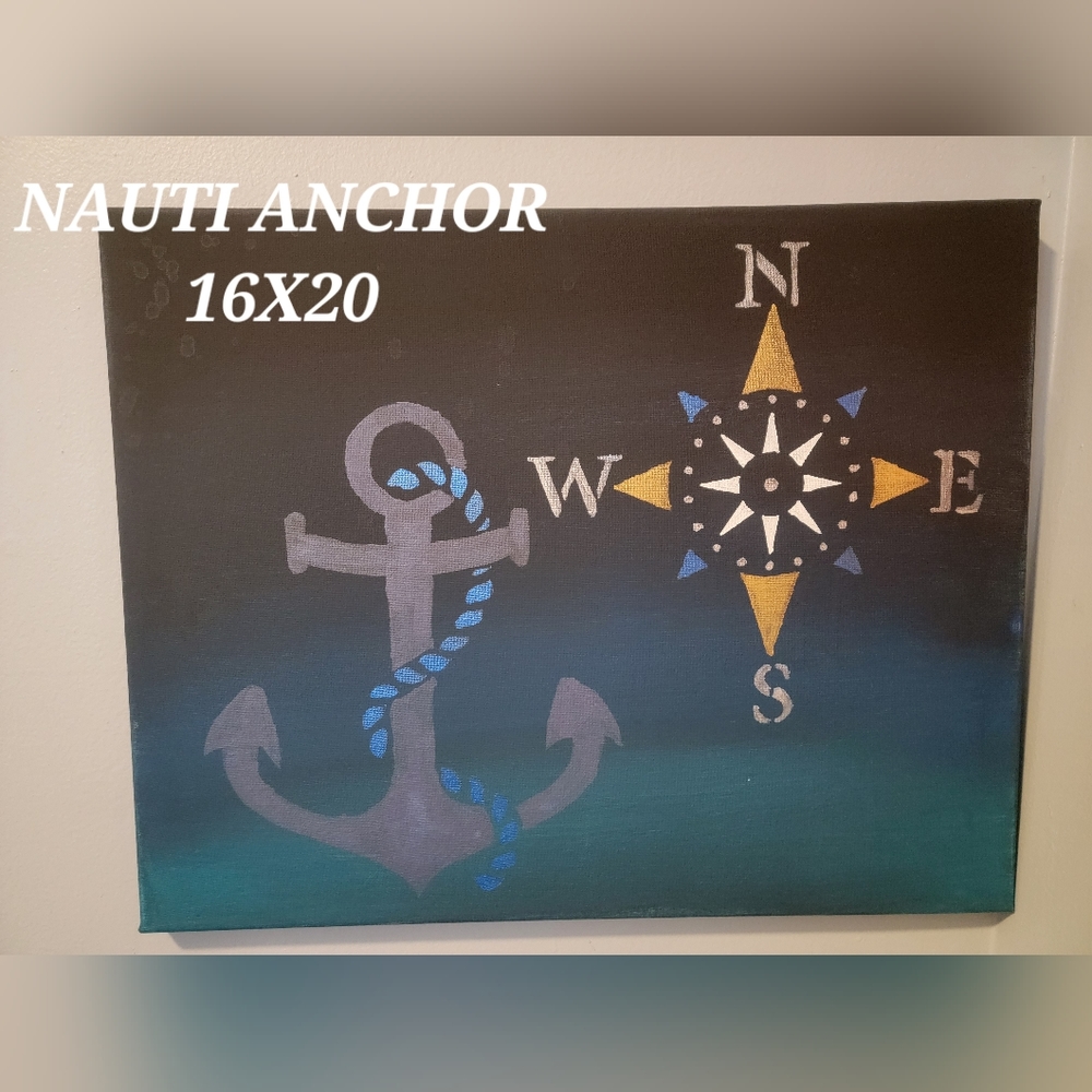Nauti Anchor Hand Painted Canvas
